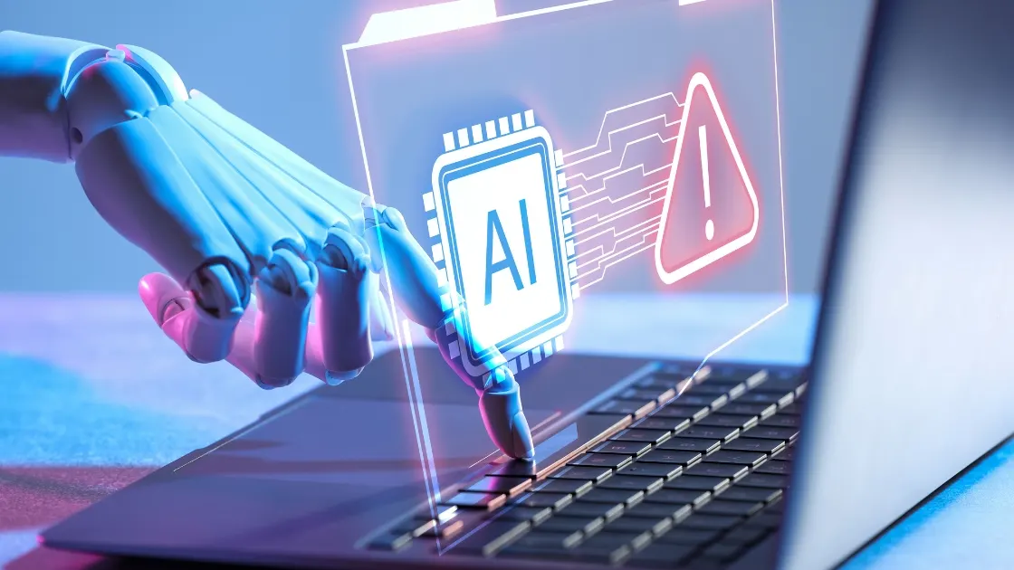 Robot eli AI işlemcisine dokunuyor — Perplexity AI'da citation ekonomisi ve marka görünürlük optimizasyonu